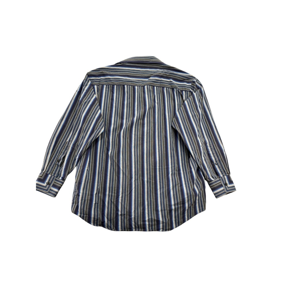Kenneth Cole New York Mens Long Sleeve Striped Button Down Shirt Blue 17 34-35 - Picture 5 of 7